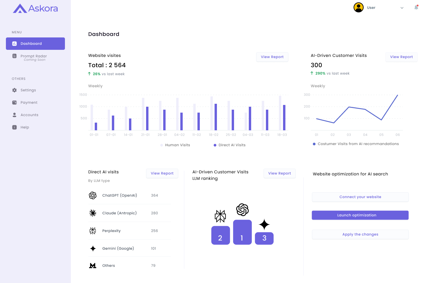 Askora AI Optimization Dashboard